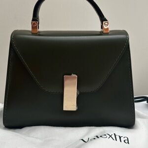 Valextra Dark Green Mini Bag with Gold Accents